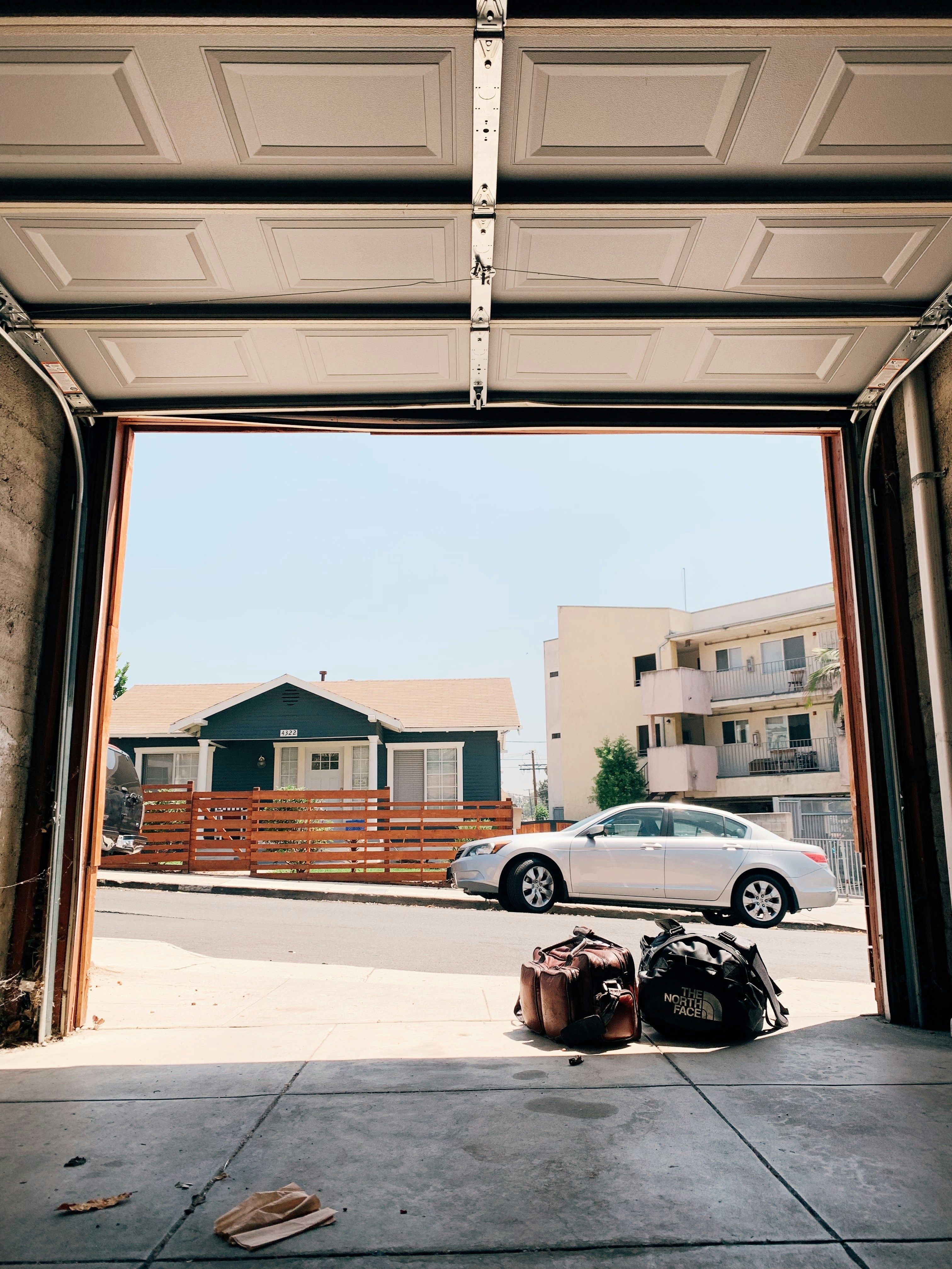 Open residential garage door